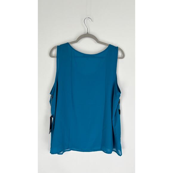 Jennifer Lopez Sequin Tank Top Blouse Aqua Blue Womens Size XL New Sleeveless - Picture 5 of 6